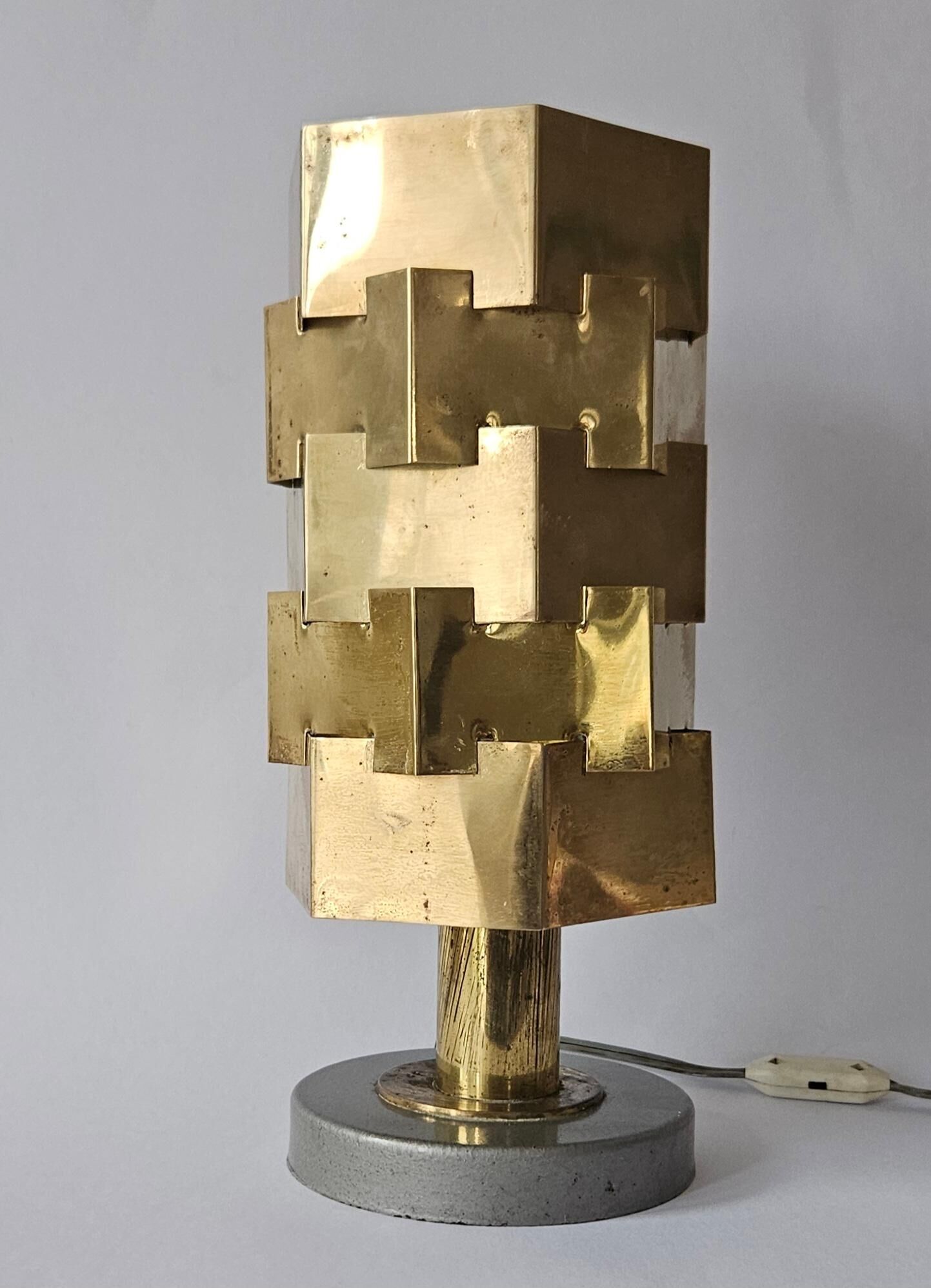 Rare Lubid Table Lamp in Brass from the Mid-Century, in the Style of Max Sauze, 1970s