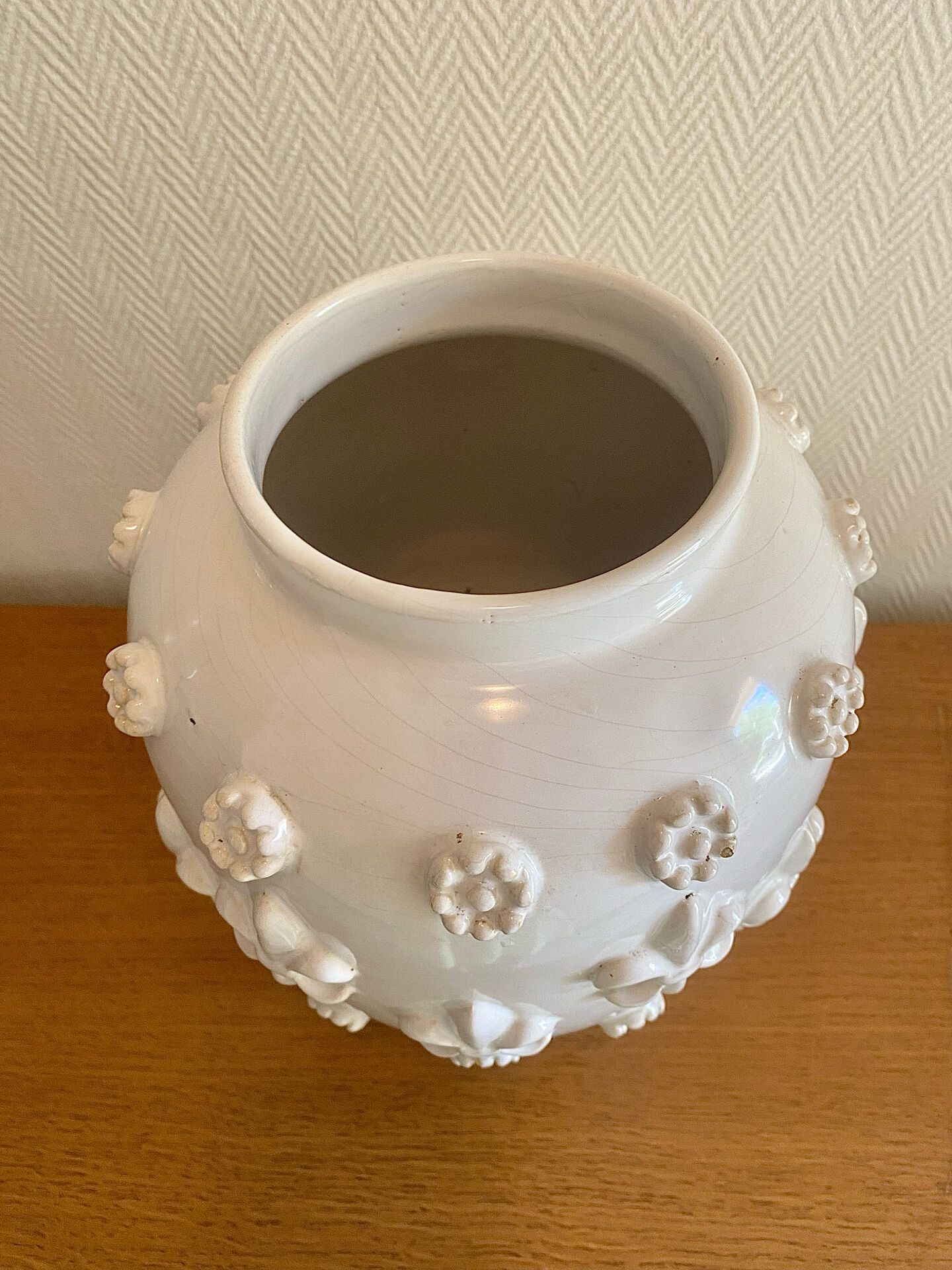 Large vase signed Emile Tessier with a lily flower design.