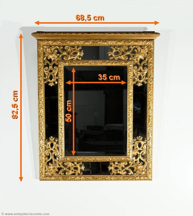 Gilded Wood Glazing Bead Mirror, Napoleon III Period – Mid 19th Century