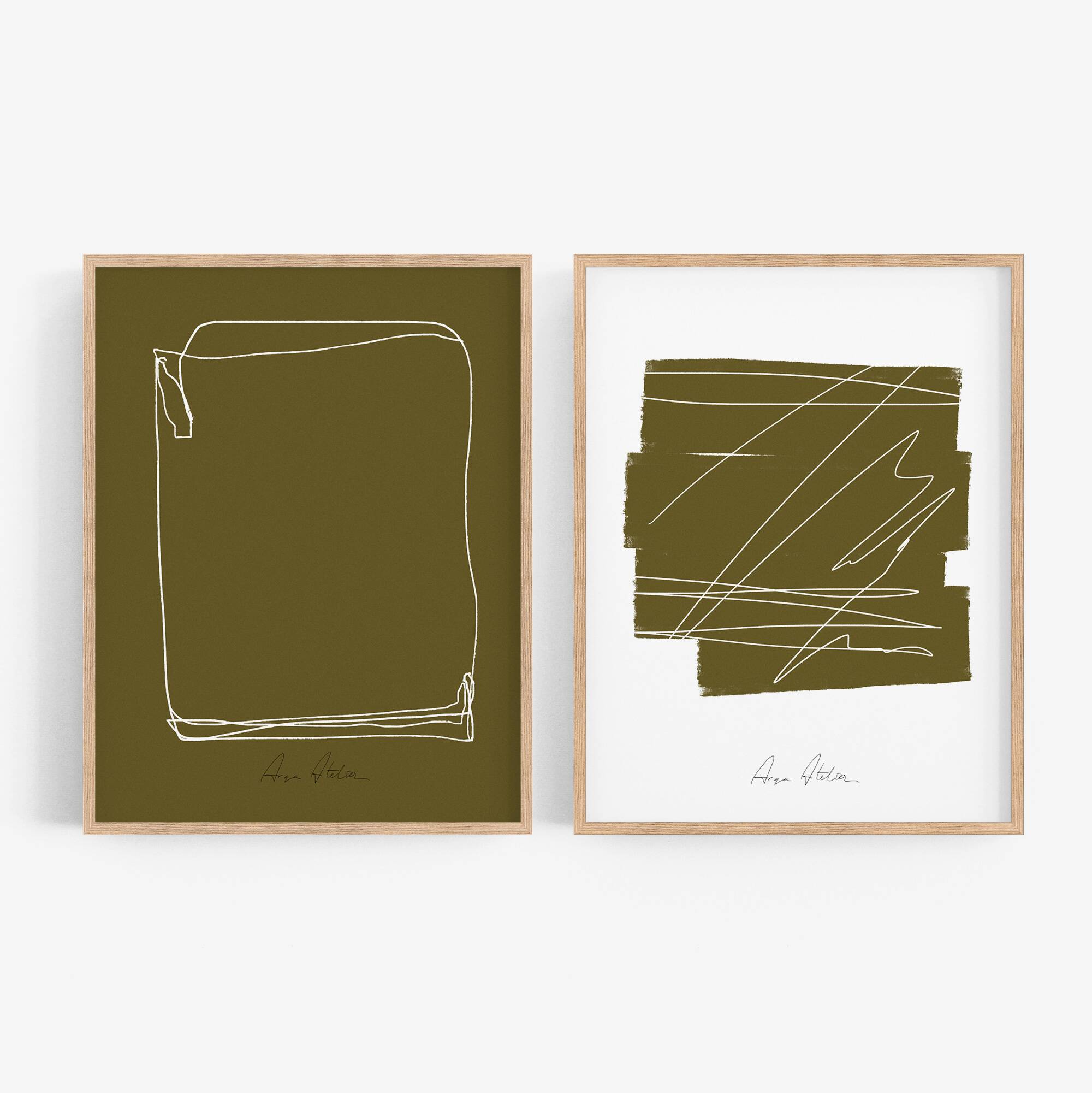 Pair of prints, abstract wall art set of two, 50x70cm
