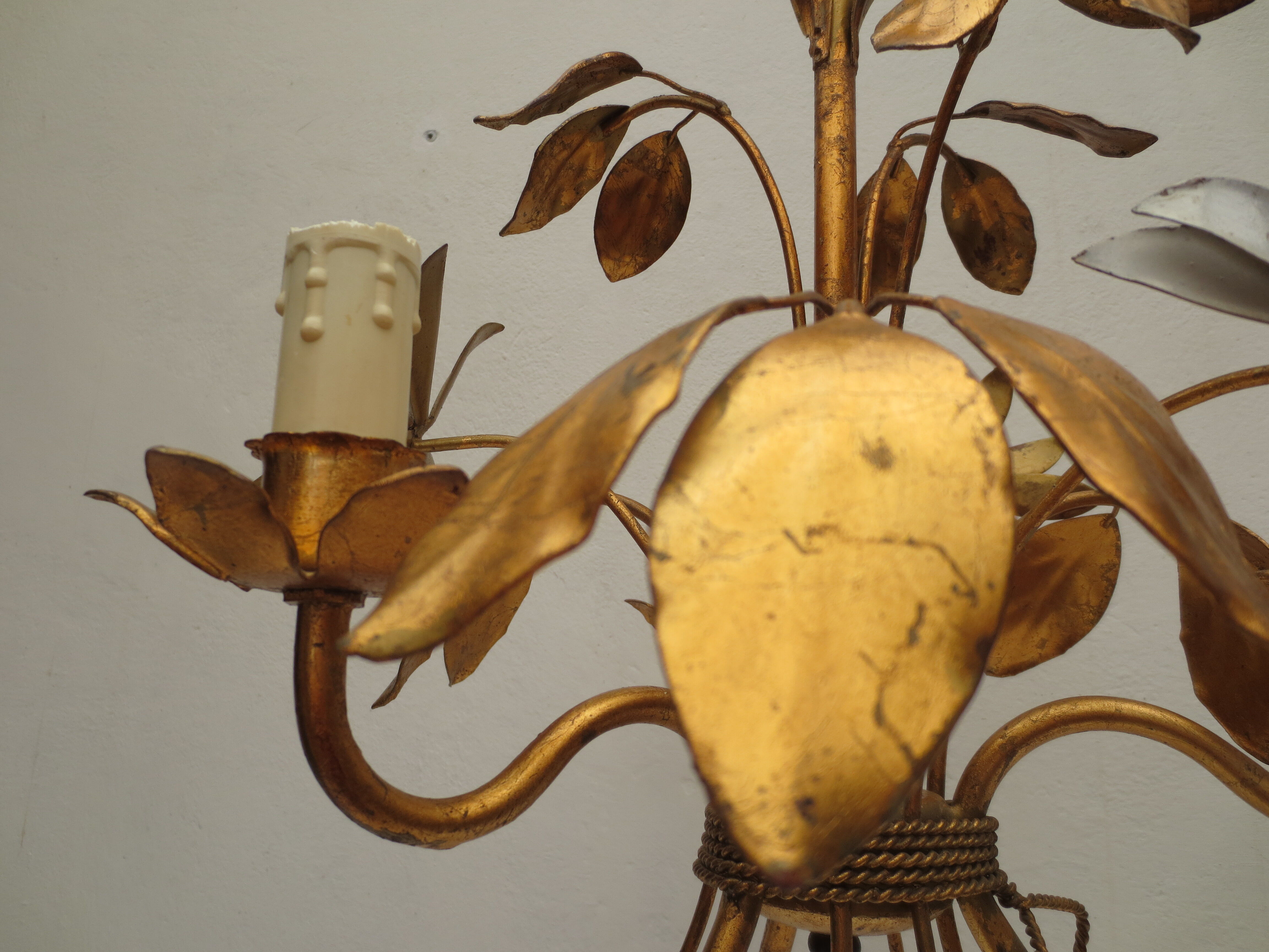 ancien lustre 3 branches en métal doré