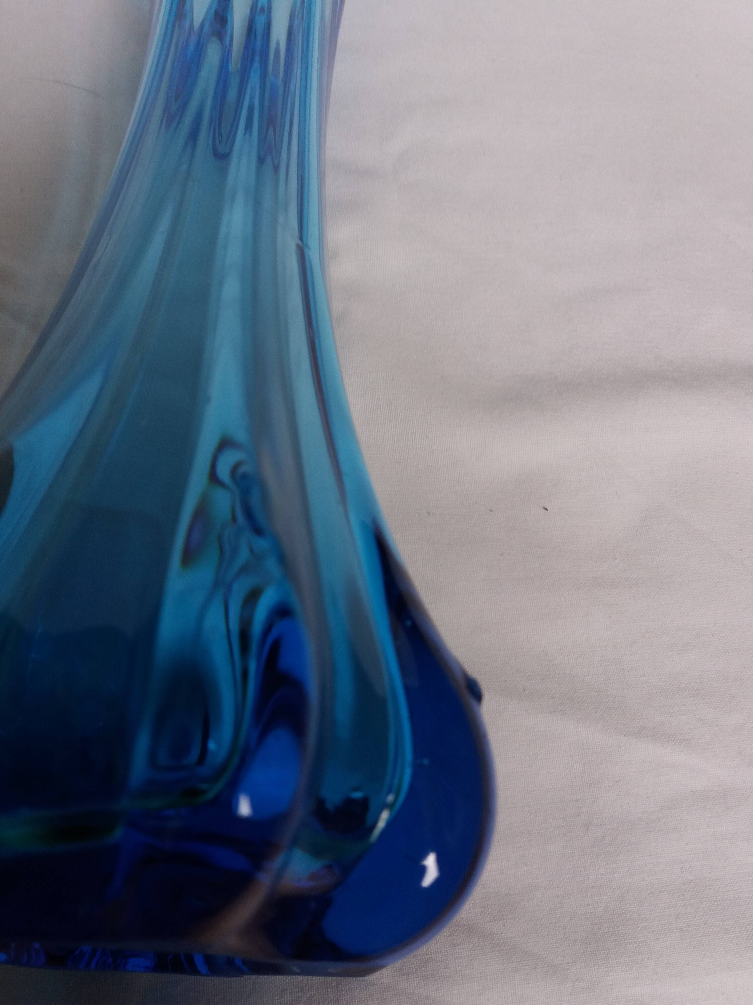 Turquoise blue blown glass vase