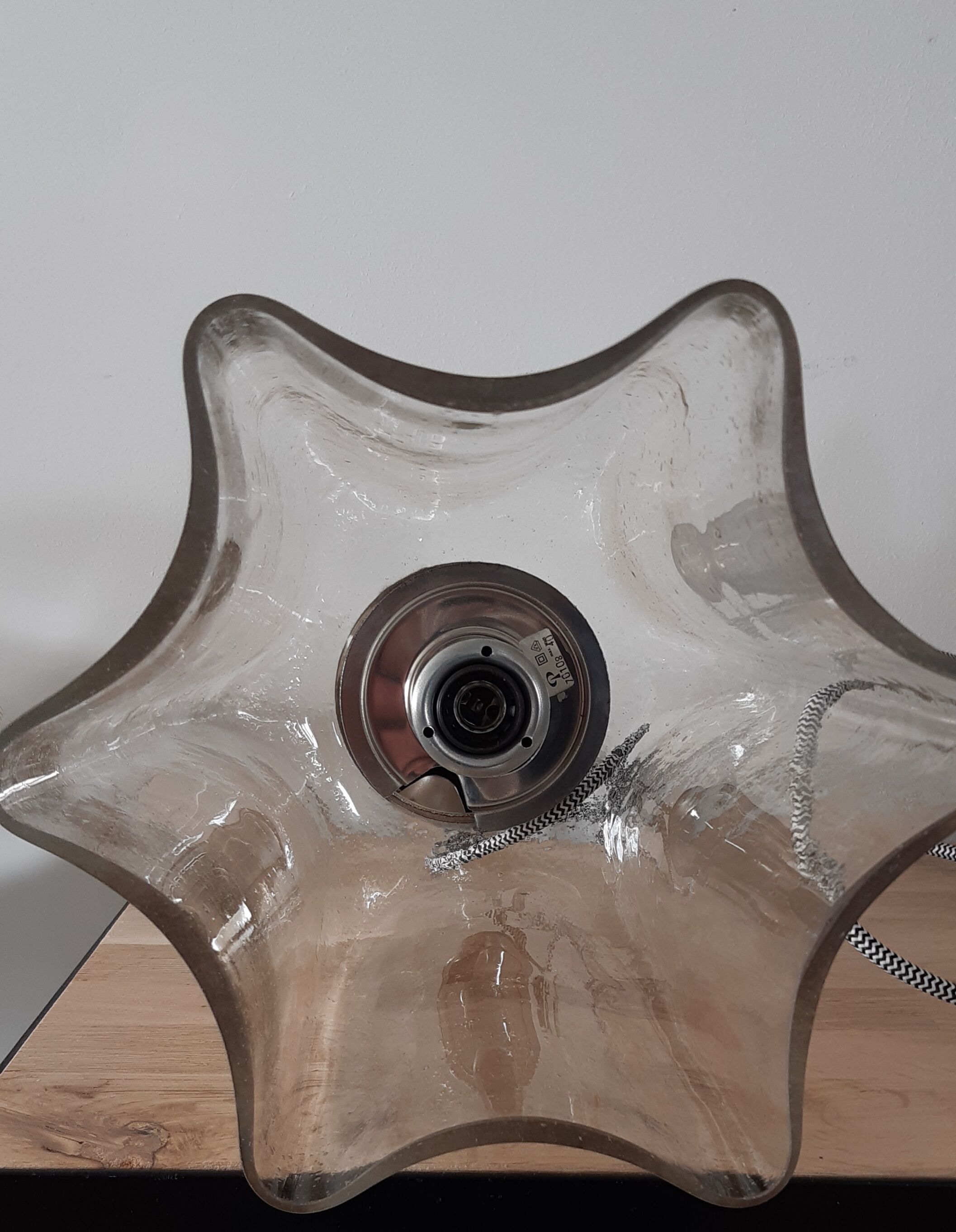 Suspension tulipe en verre biot transparent