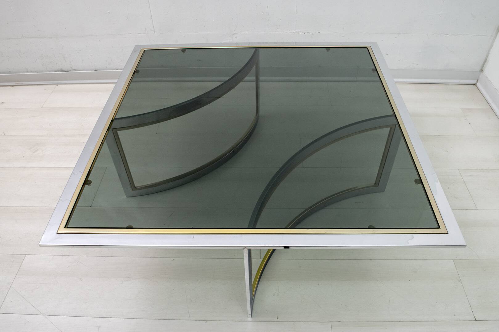 Mid-Century Modern Italian Chrome and Brass Coffee Table, 1970s