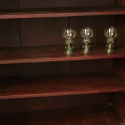 Large green display cabinet with sliding doors – two-part buffet, 219 cm