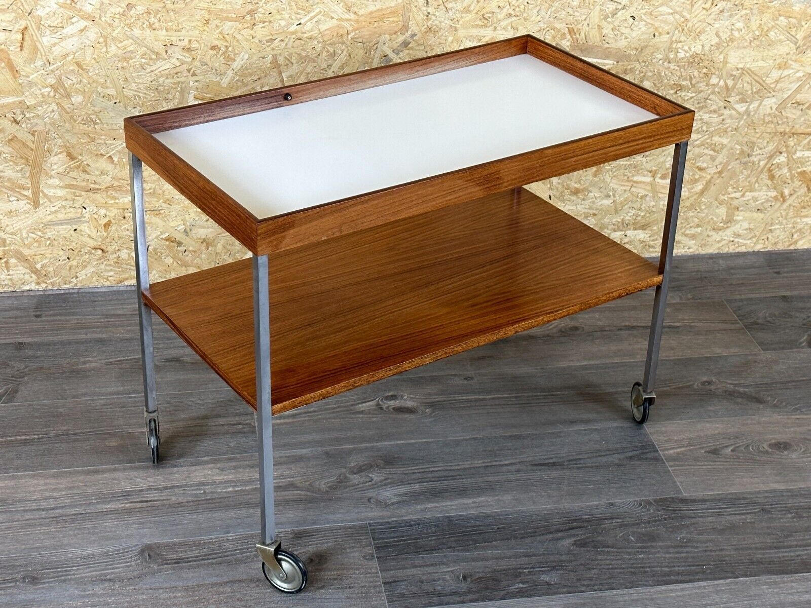 1960s 1970s serving trolley walnut teak Walter Wirz for Wilhelm Renz Design