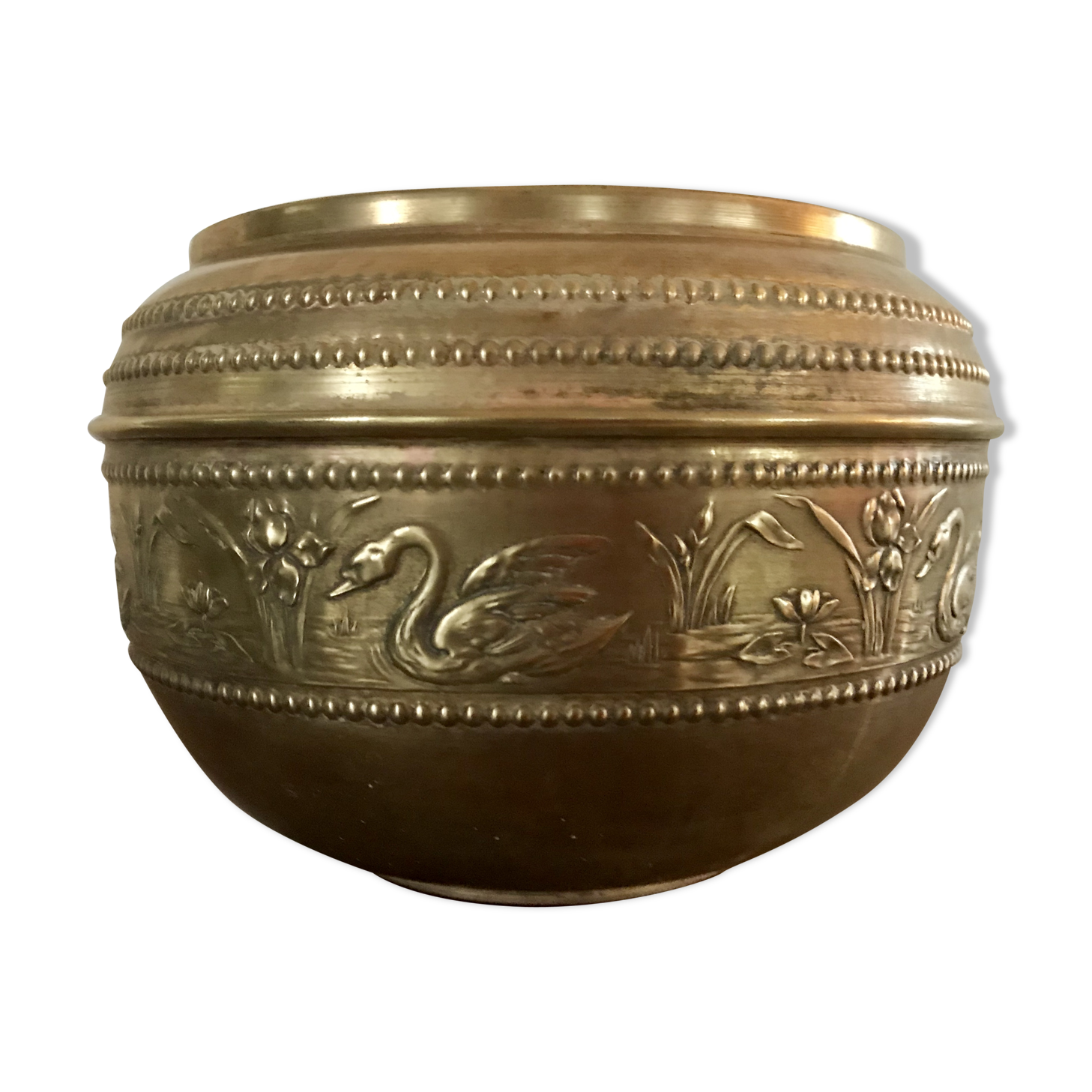 Cache-pot art déco cuivre et laiton