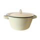 Enamelled metal marmite, pale yellow, vintage