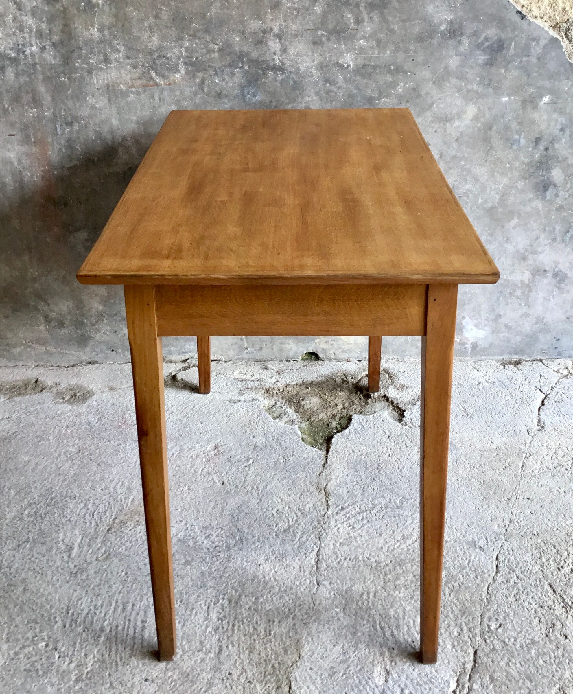 Vintage drawer table or desk in light wood 1950