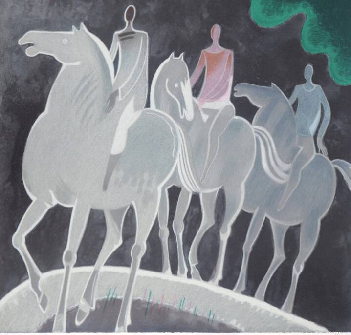 Albert zavaro: night walk - original signed lithograph