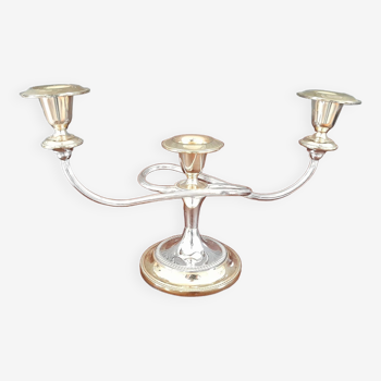 Old candelabra candlestick in silver and gold metal candle holder