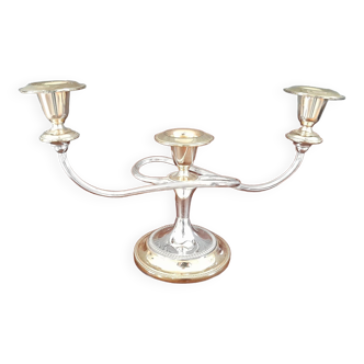 Old candelabra candlestick in silver and gold metal candle holder