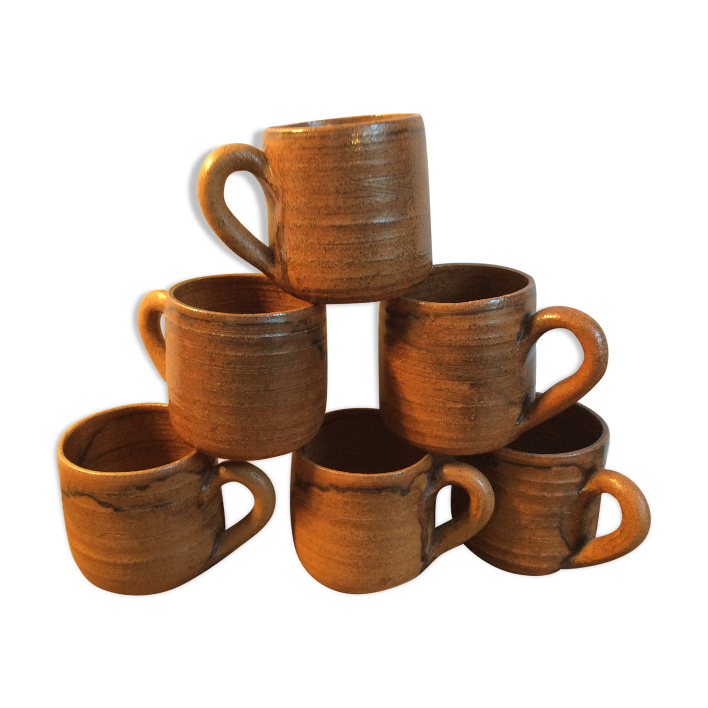 Set of 6 vintage stoneware cups