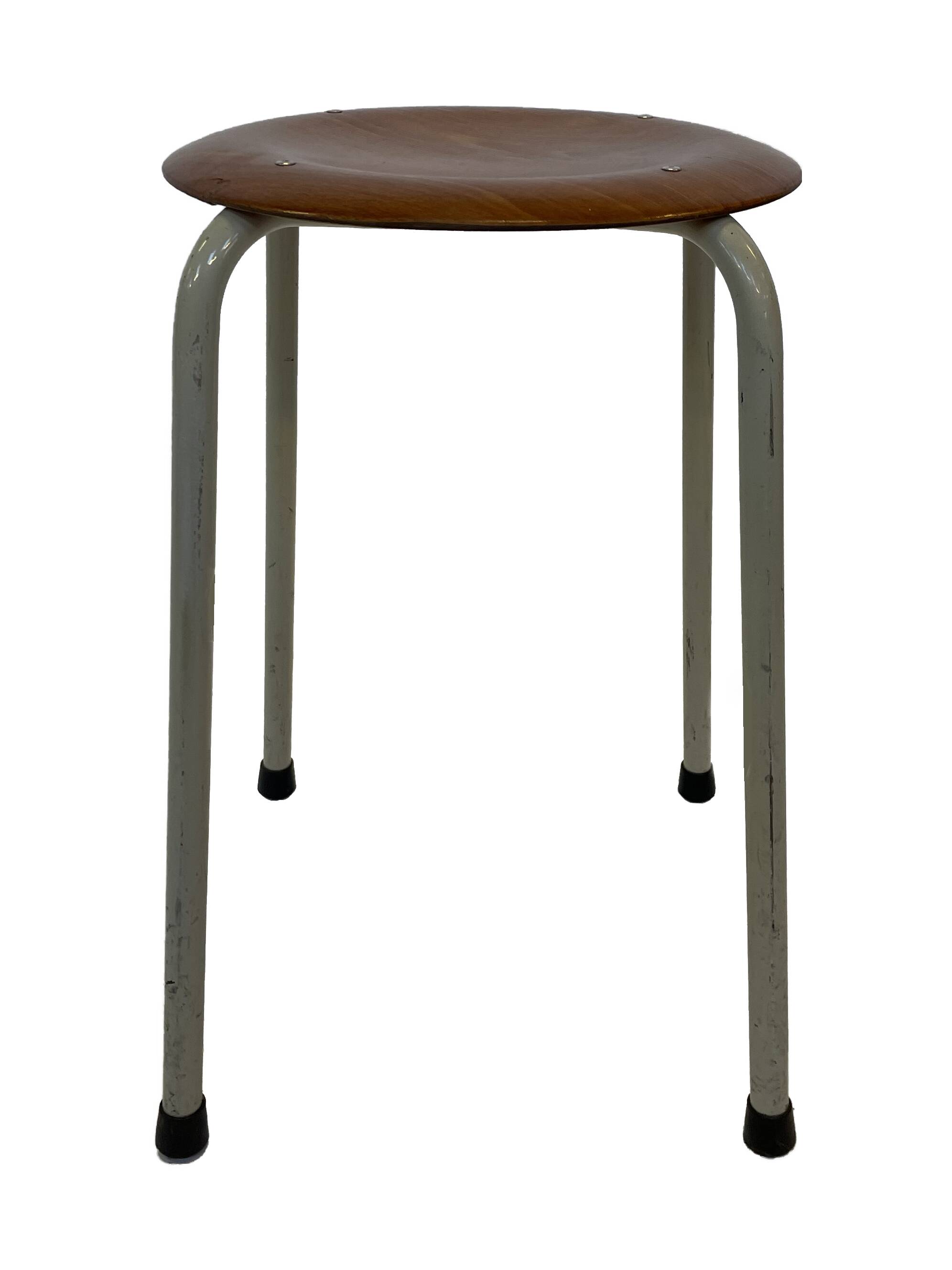 Vintage school stool, 1970s industrial design, Dutch minimalist