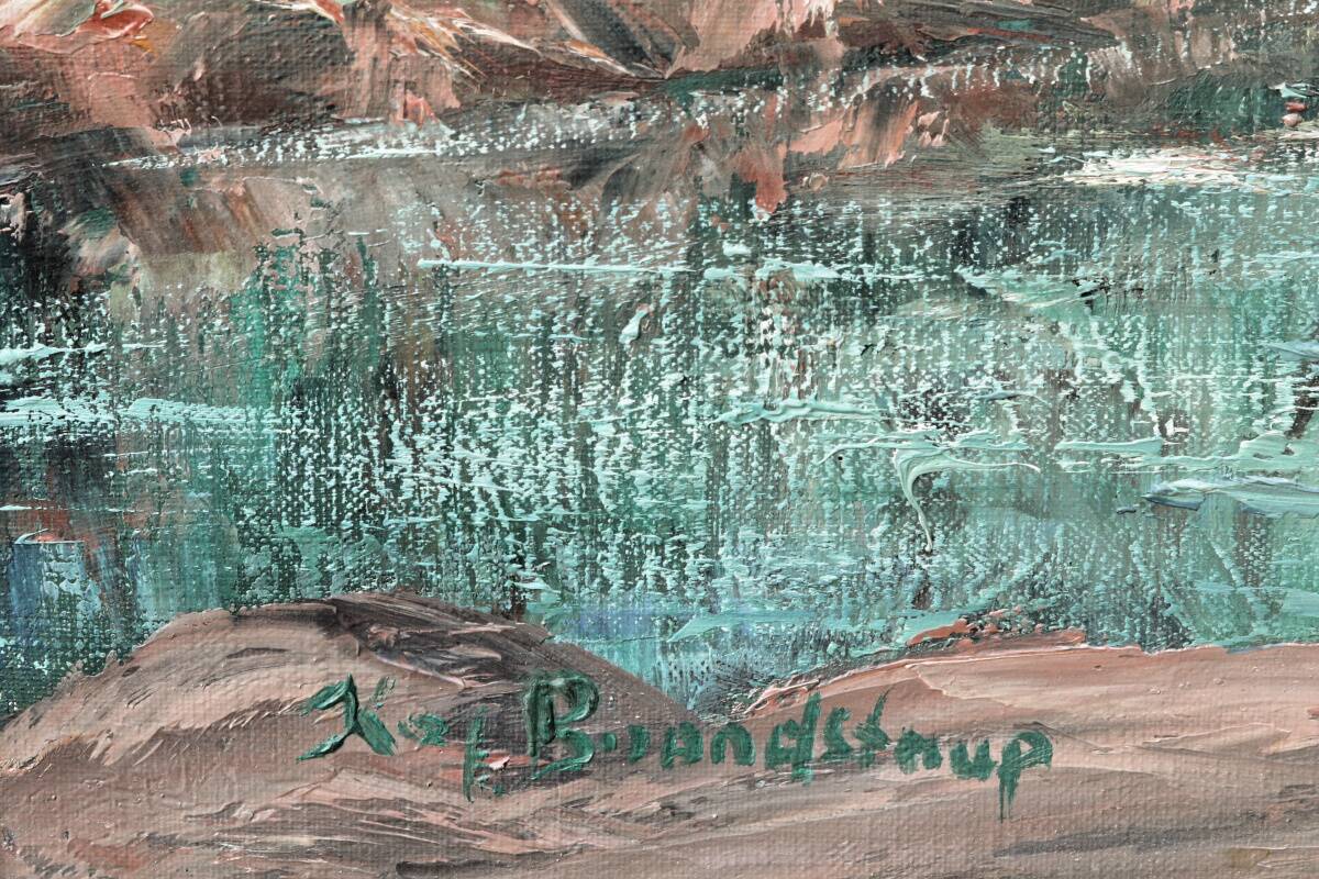 Oil on canvas, mountain landscape, signed Kaj Brandstrup.