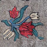 Tapis Hooked antique américain – 63 x 101 cm – Motif floral - 1C977