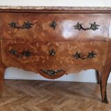 Louis XV style commode, pink and ochre marble.