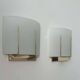 Pair of vintage wall lights, gilded brass and sandblasted glass, Italy 1970