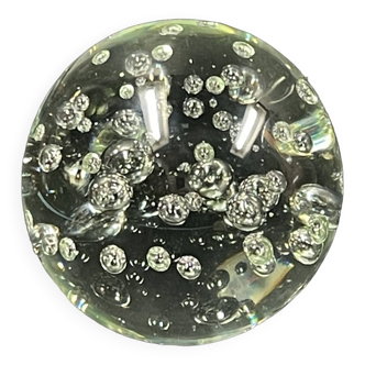 Boule sulfure Presse-papiers verre bullé diamètre 10 hauteur 9 cm