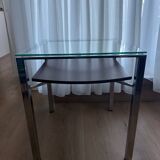 Square coffee table in chrome metal and glass - modern vintage style