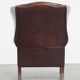 Dark English-Style Sheepskin Wingback Chair
