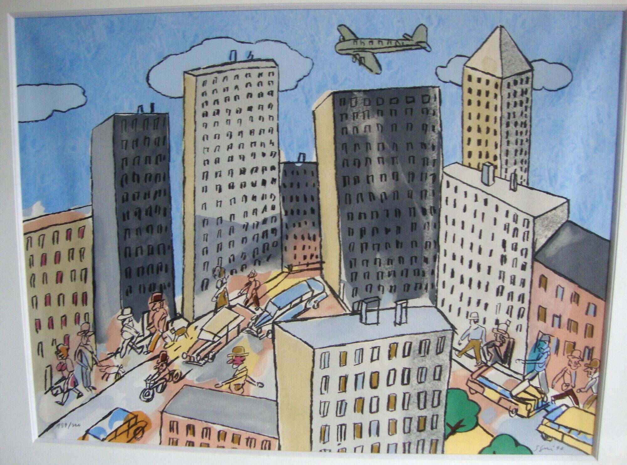 Antonio segui original lithograph from 1996 signed "the songs of the city"