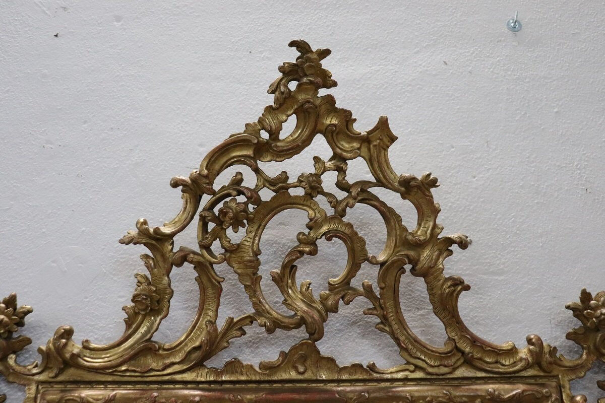 Louis XVI Style Carved And Gilded Wood Wall Mirror, Italy Early 20th Century