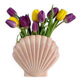 80's pink iridescent shell vase