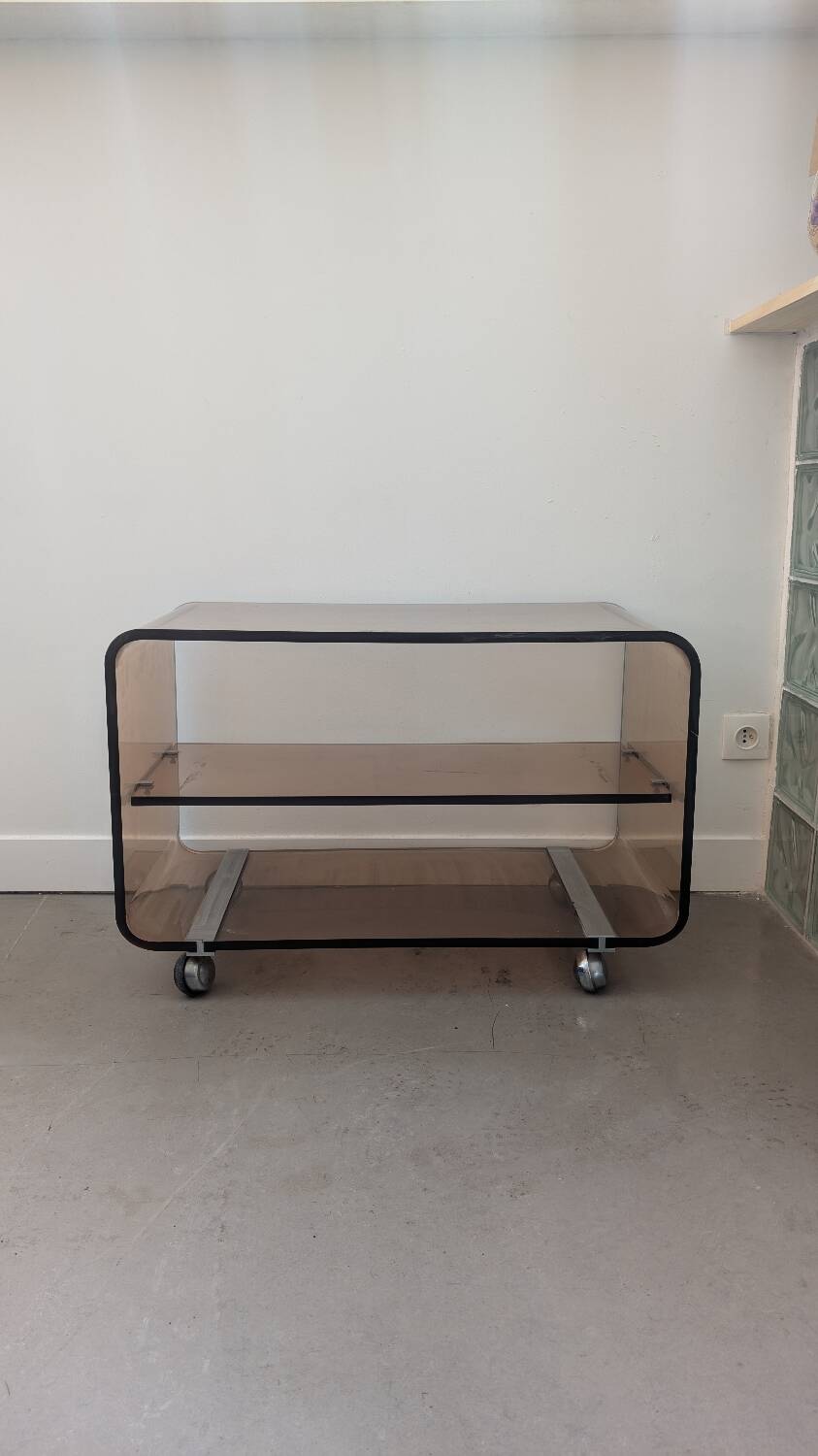 Smoked plexiglass coffee table