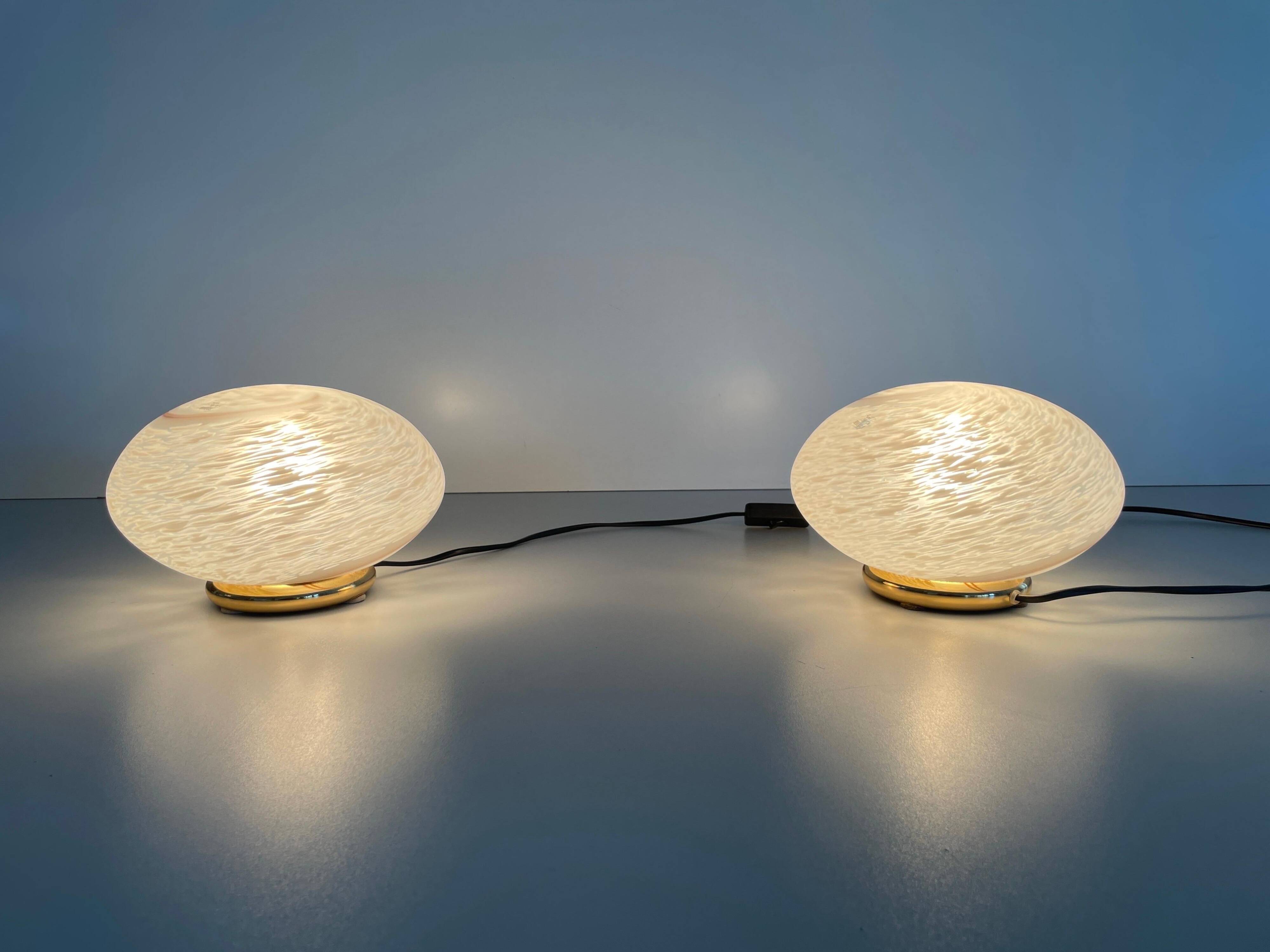 Pair of mid-century glass table lamps by Vetri Murano, 1960s, Italy.