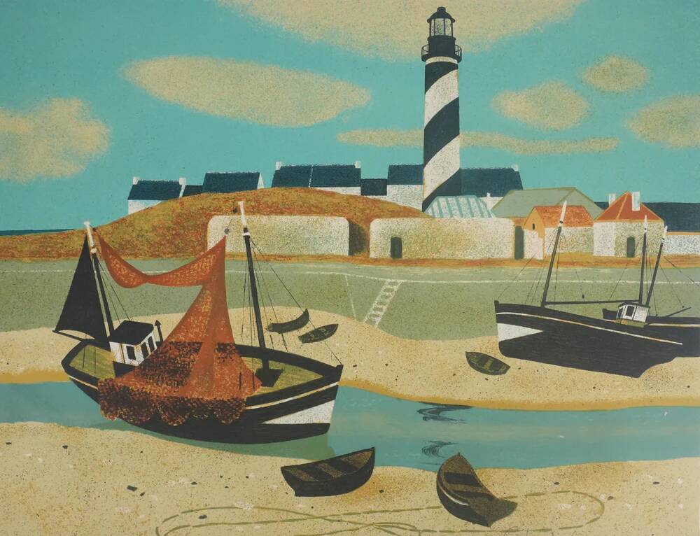 Yves Ganne: The Lighthouse Boat, original signed lithograph