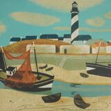 Yves Ganne: The Lighthouse Boat, original signed lithograph