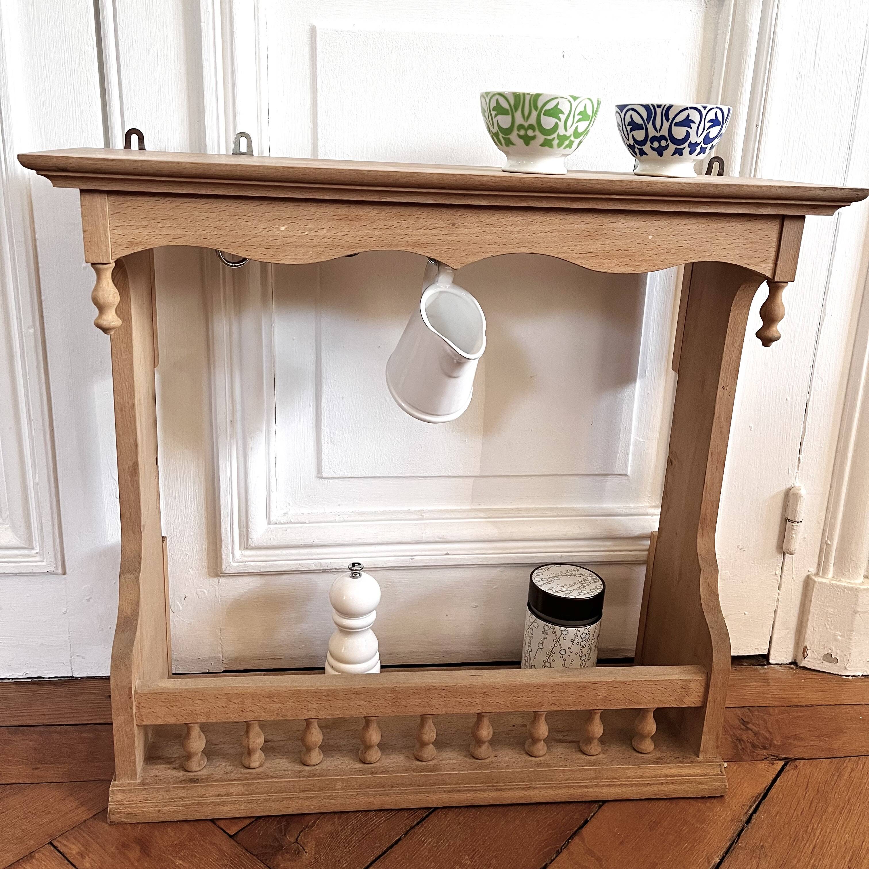 Wooden wall-mounted dresser shelf
