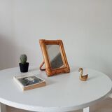 Vintage 1970s rattan tabletop mirror