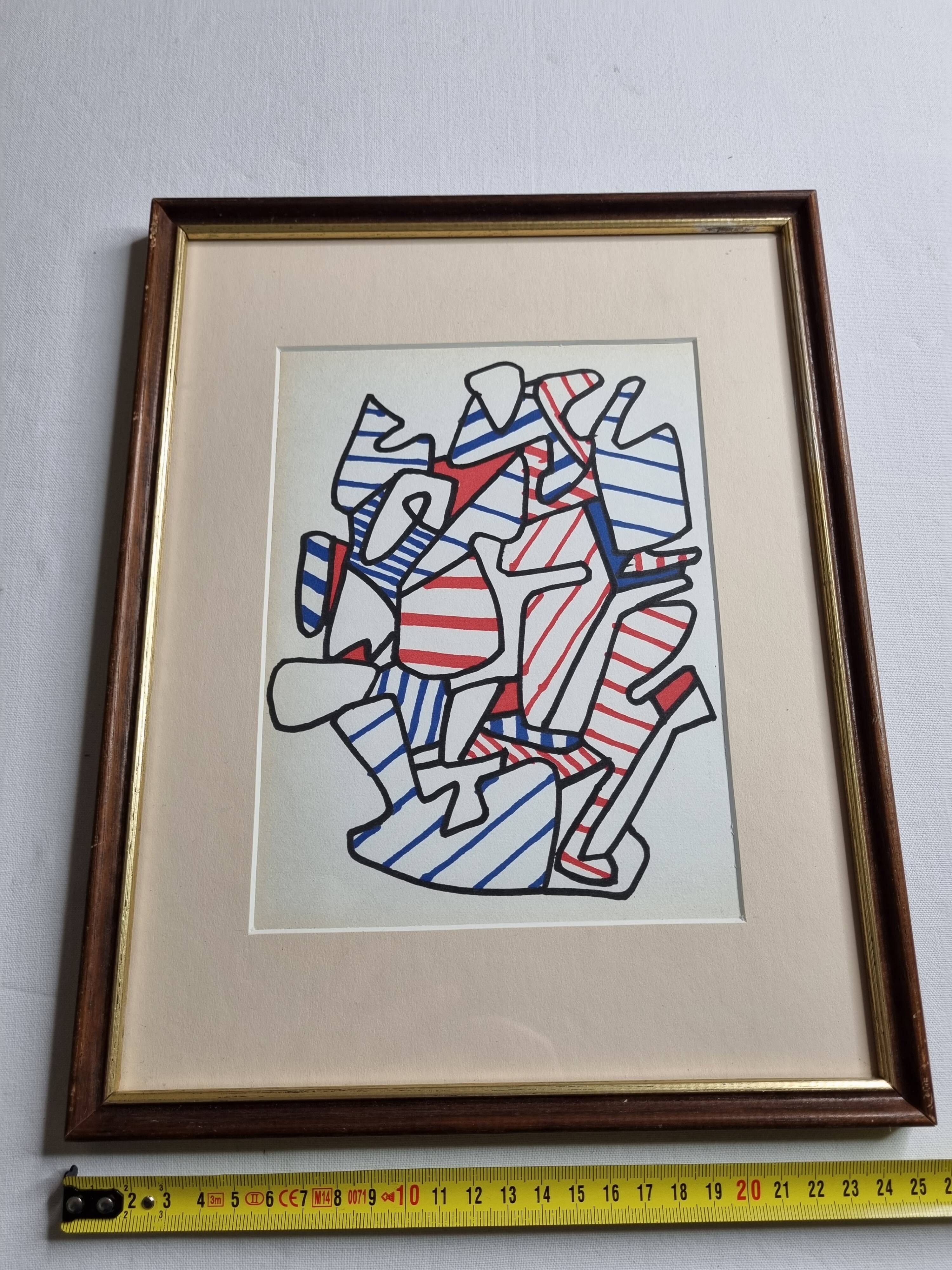 Screenprint after Jean Dubuffet framed under glass 25 cm by 33 cm