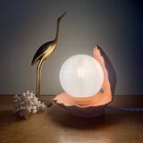 Vintage pink ceramic shell lamp