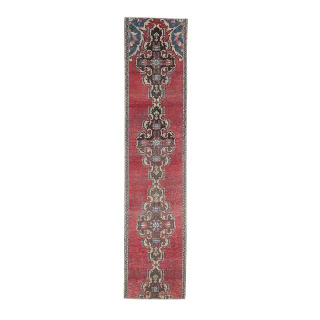 1970s Turkish Oushak Handmade Runner Rug 70x318