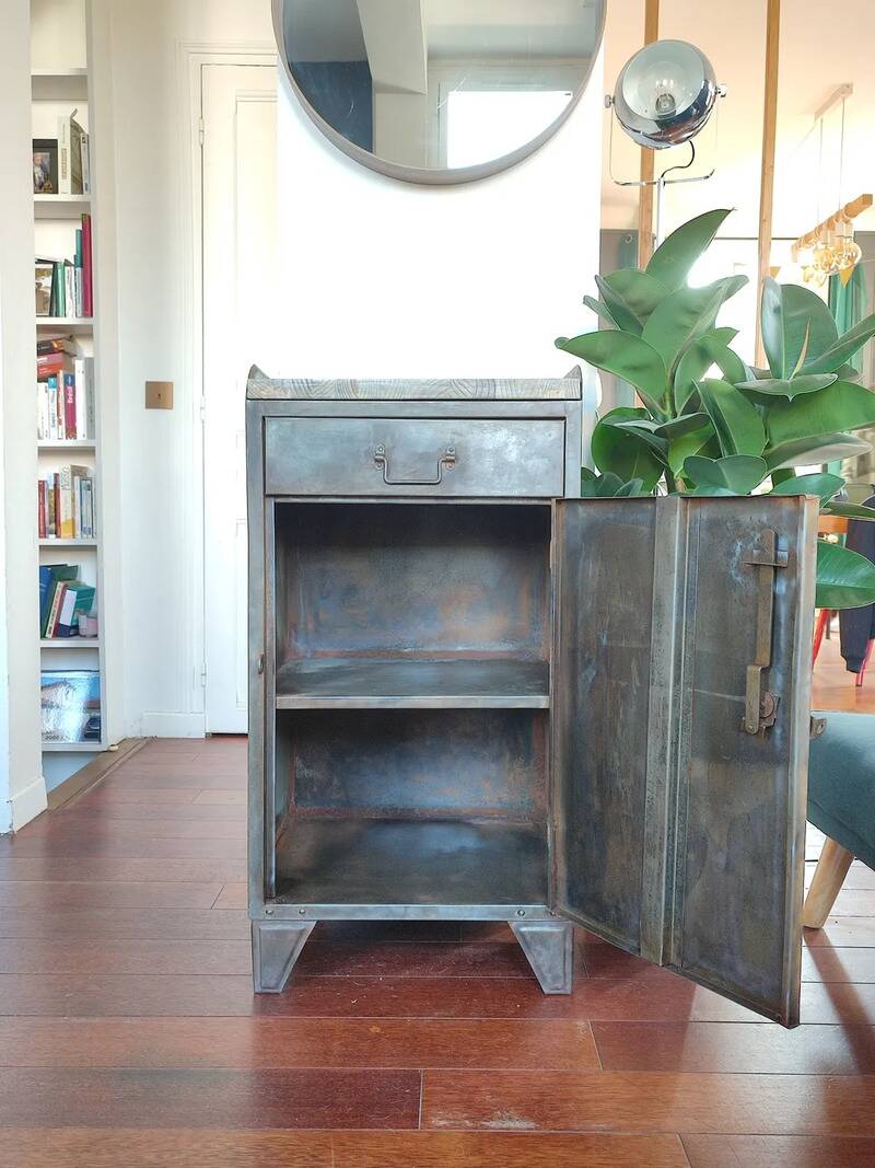 Vintage industrial furniture, metal and wood