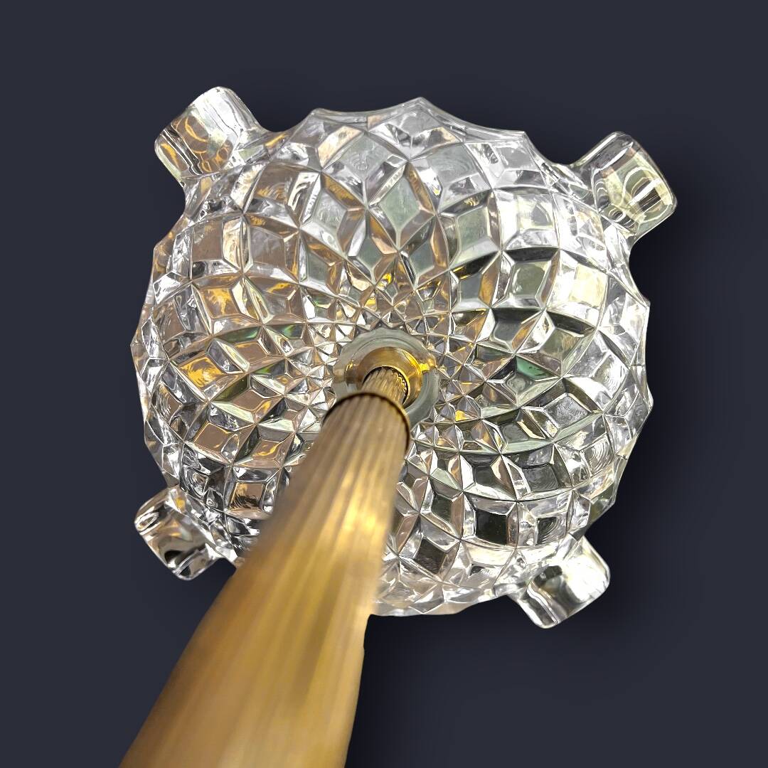 Large golden footed ashtray, moulded glass – 1960s