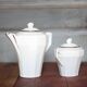 Art Deco porcelain teapot and its sugar bowl, porcelain coffee pot, kitchen.