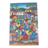 Painted canvas signed Maccène Laurent-Haiti 1998