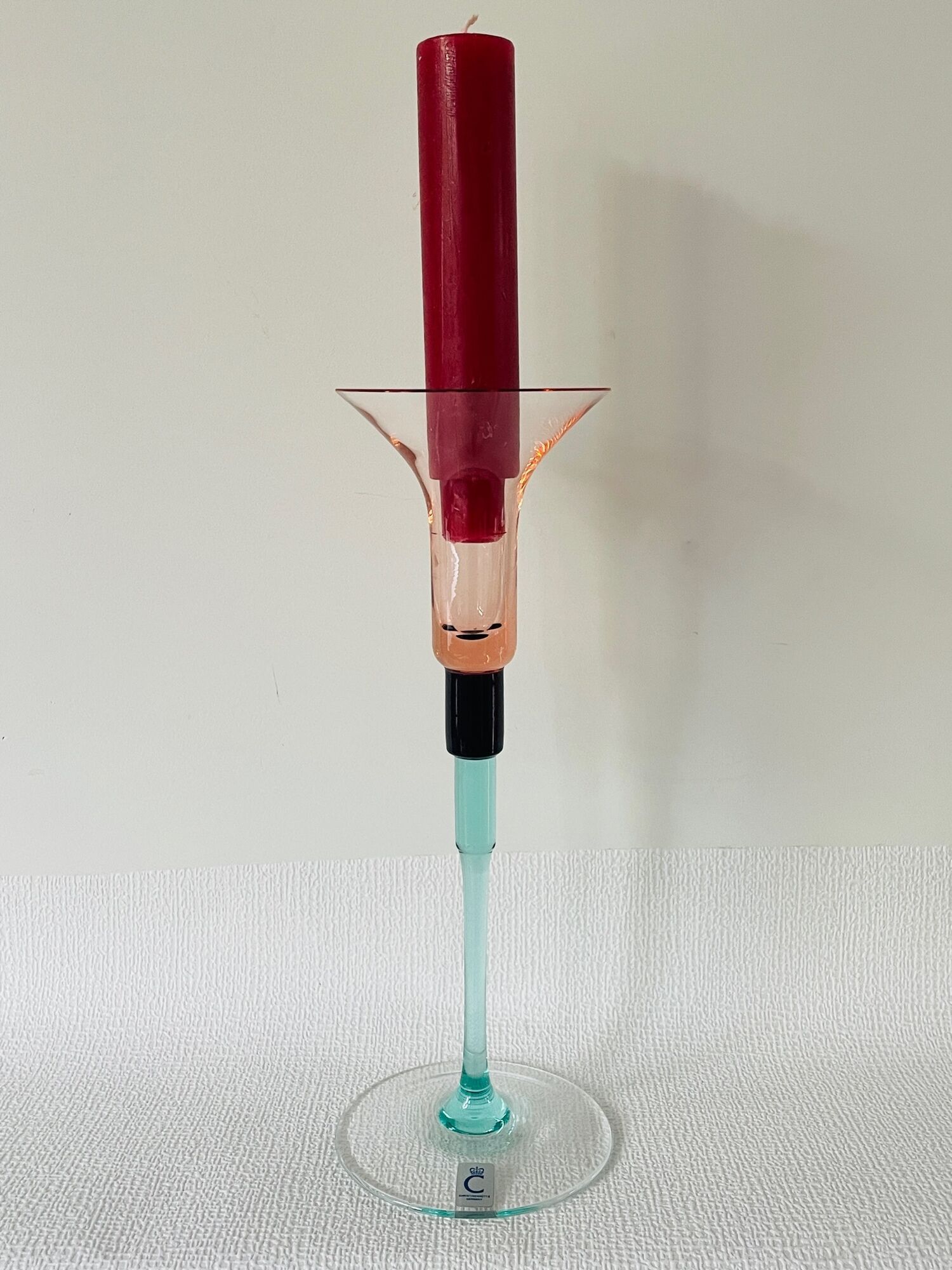 Design candleholder Christinenhütte Germany. Unique Design Cristinen Hütte. German glass.