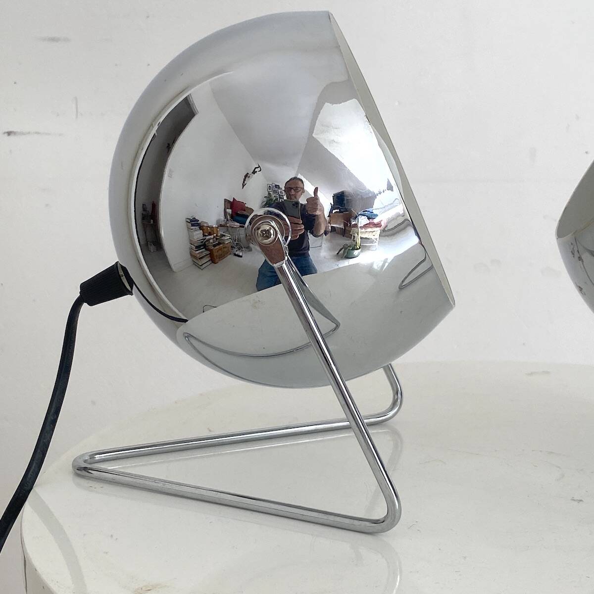 Vintage 1980s chrome Eyeball lamps