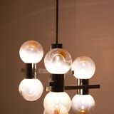 Mazzega Murano Chandelier / Space Age Glass Pendant Light 1970s Italy