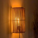 Natural rattan wall light