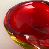 Large Murano Glass "Red-Yellow" Bowl Element Shell Ashtray Murano, Italy, 1970s