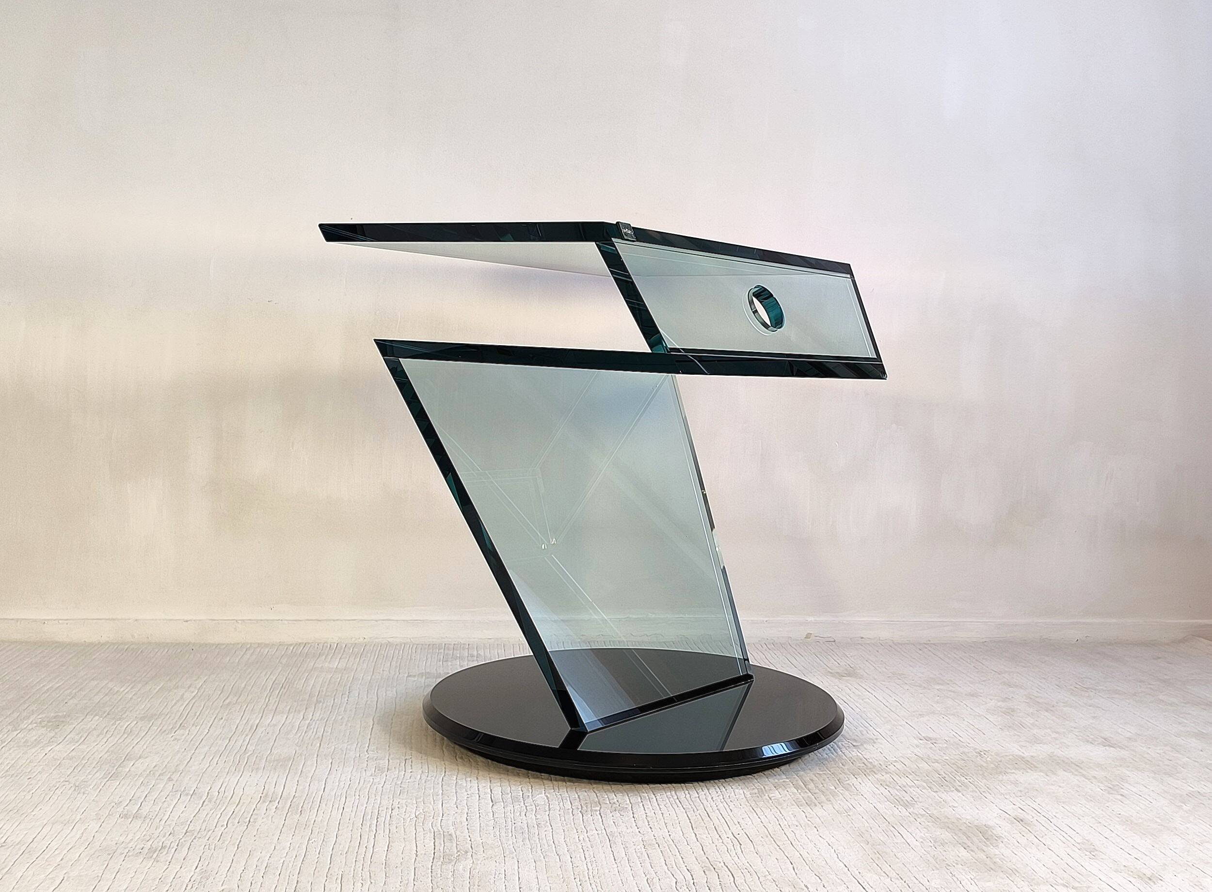 Reflex Angelo – sumptuous glass TV stand “jazz” signed Reflex Angelo made