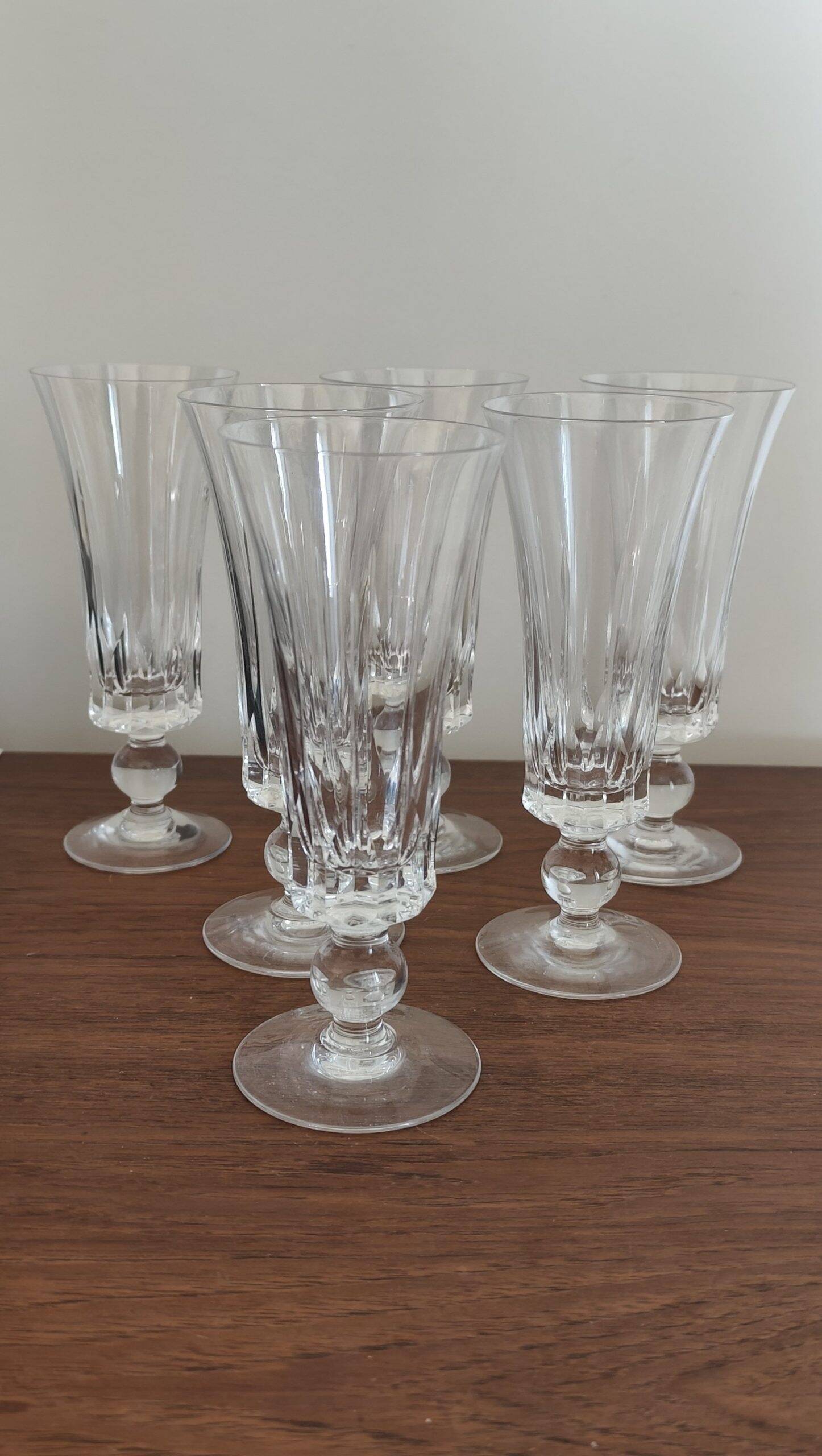 Set of 6 Sèvres crystal champagne flutes