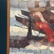 Swedish Oil on Panel"Fishermen" by Marylilla , Vintage and Framed