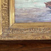 Old marine painting – Oil on panel signed Léo Spanoghe